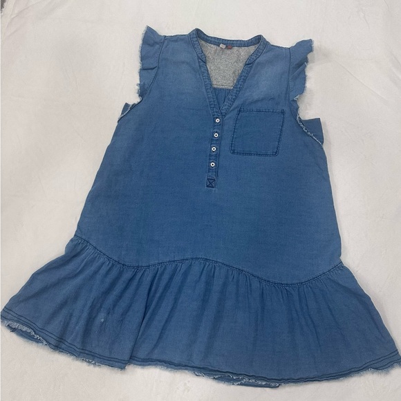 Pilcro Anthorpologie Chambray Smock Shirt Dress Womens Large Ruffle Cottage Boho - Picture 2 of 11